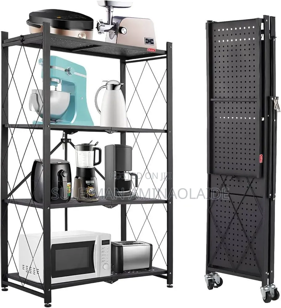 4layers Foldable Storage Rack With Wheels