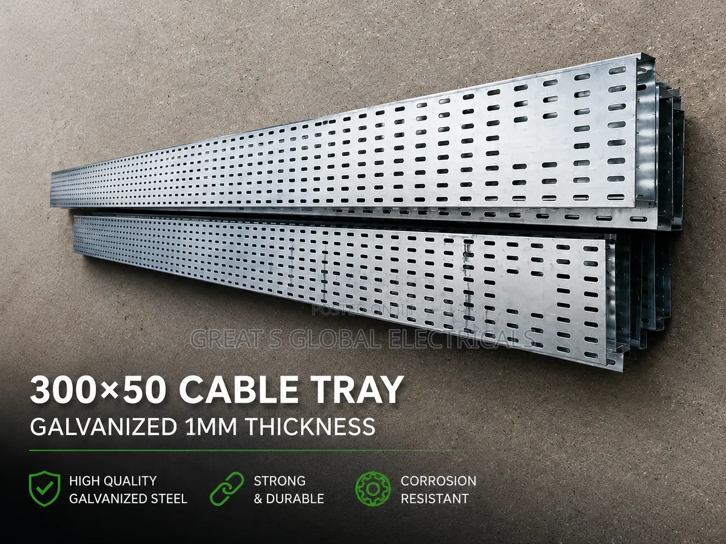 300×50 Galvanized Cable Tray (1.0mm Thickness)