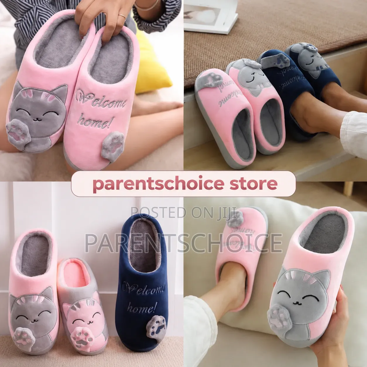 Cute Cat Animal Plush Slip on Winter Warm Bedroom Shoes Non Slipper