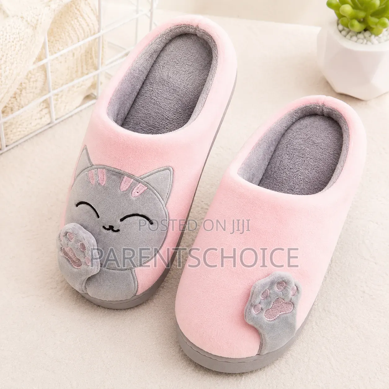 Cute Cat Animal Plush Slip on Winter Warm Bedroom Shoes Non Slipper