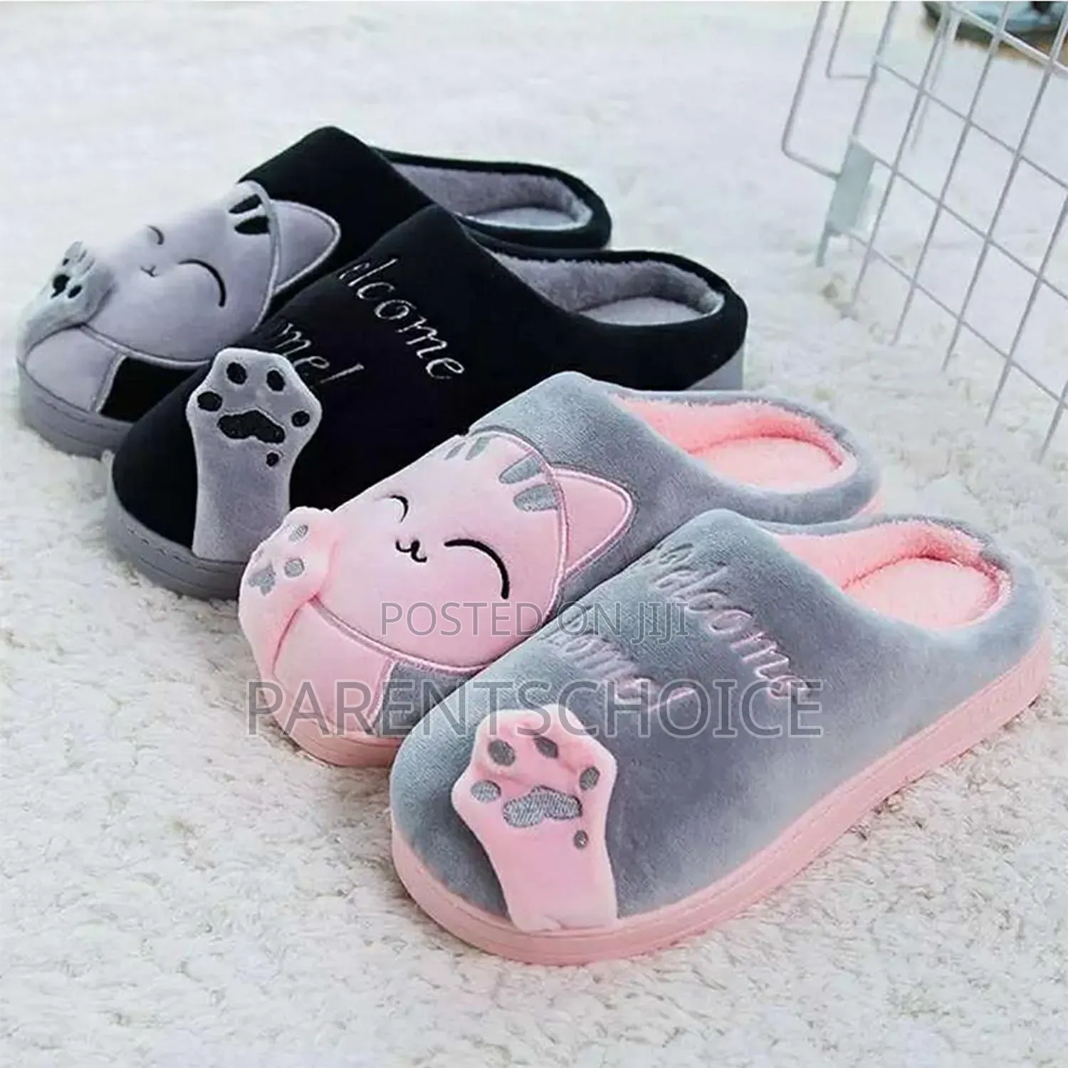 Cute Cat Animal Plush Slip on Winter Warm Bedroom Shoes Non Slipper