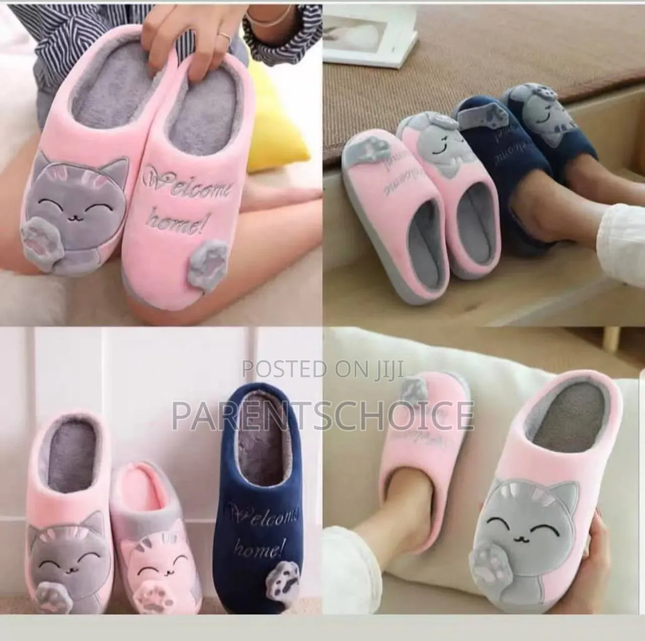Cute Cat Animal Plush Slip on Winter Warm Bedroom Shoes Non Slipper