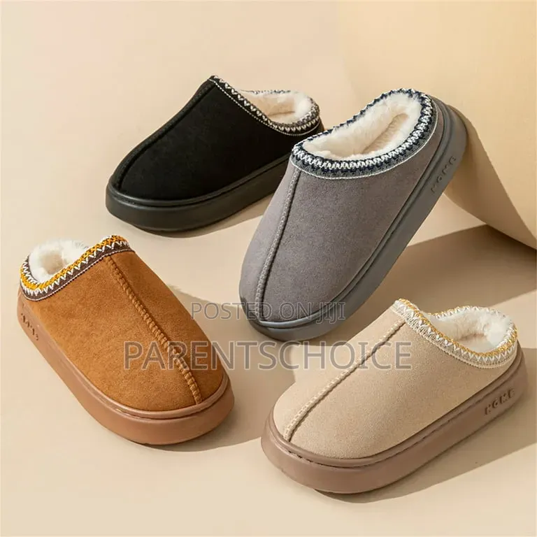 Women's Slippers Fluffy Winter House Shoes Black