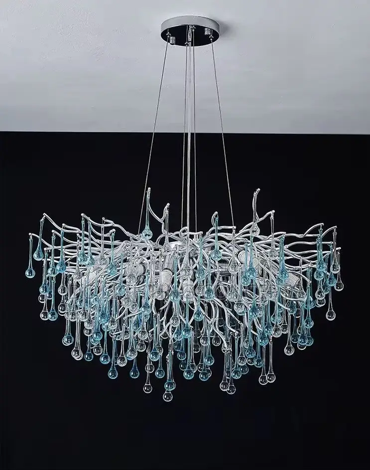 Modern Nordic Tree Branch Glass Waterdrop Luxury Crystal Chandelier