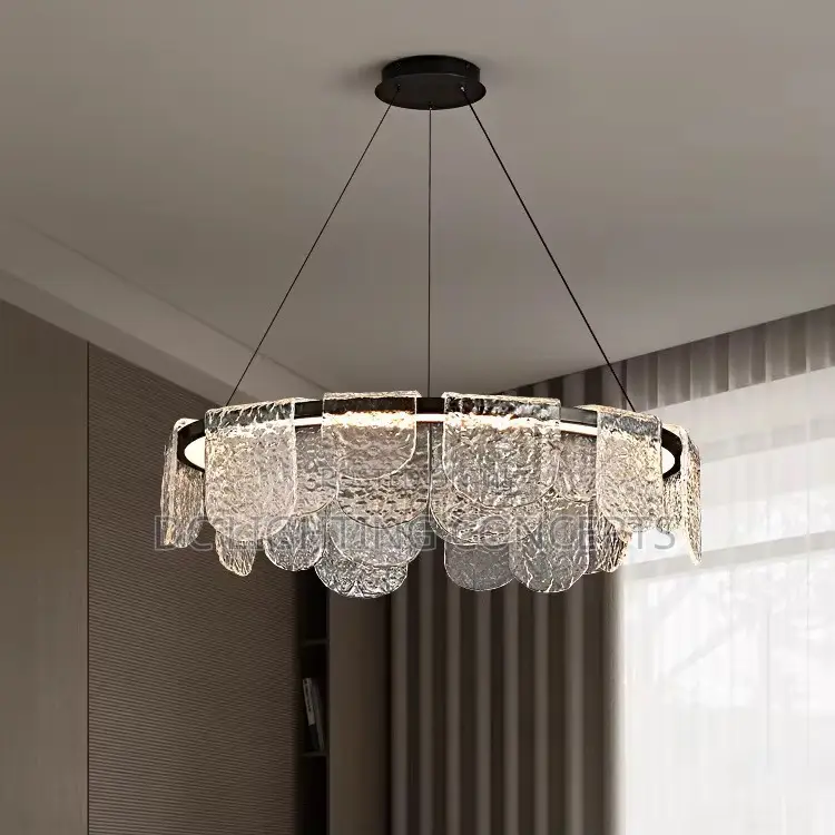 Nordic Round Glass Modern Custom Led Luxury Stainless Steel Chandelier