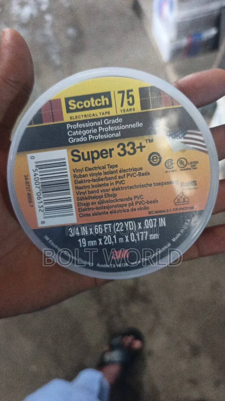 Scotch Vinyl Electrical Tape Supper 33+, Black 19mmx20 M