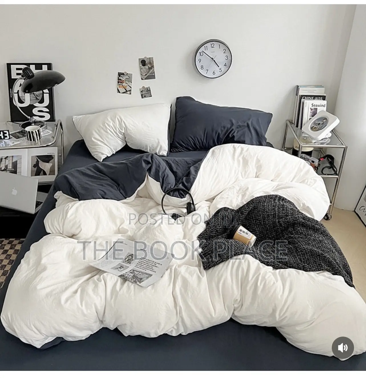 White/ Dark Grey American Pure Cotton Bedding