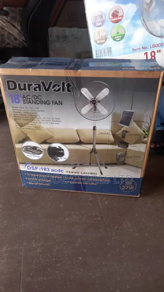 Duravolt 18 Inches Ac/Dc Standing Fan With Adapter