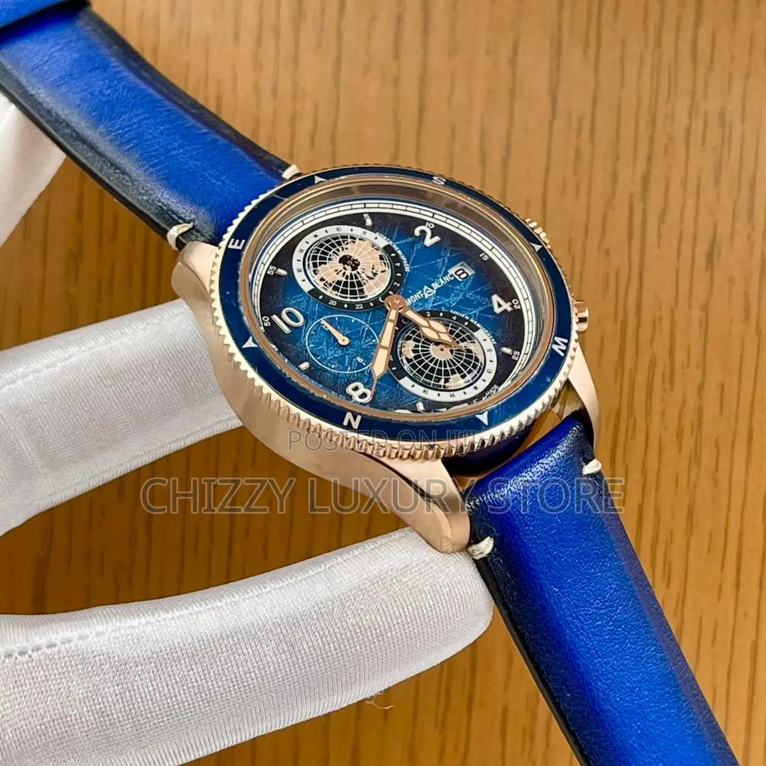 Mont Blanc Quality Luxury Genuine Leather Automatic Engine Wristwatch