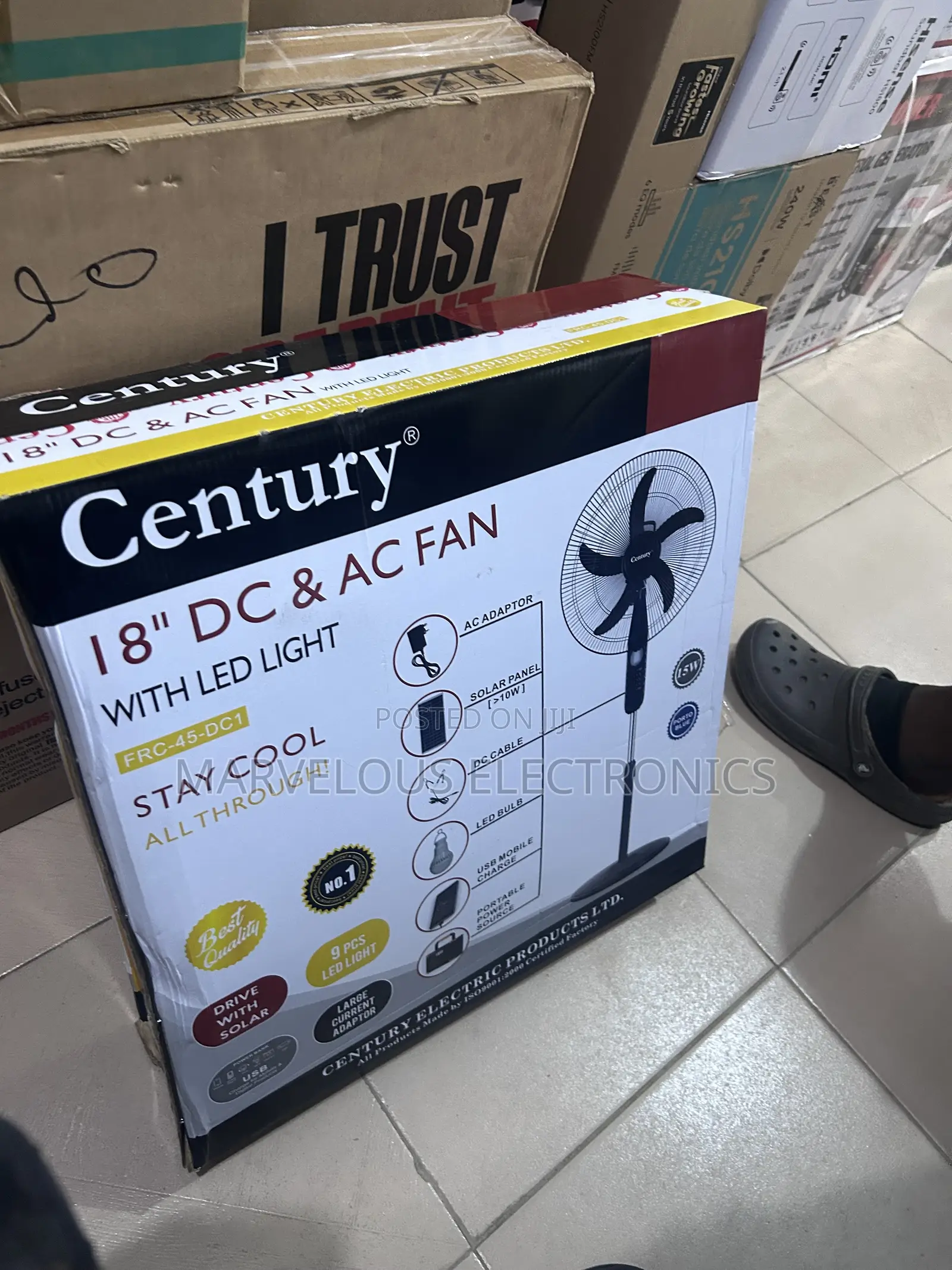 Brand New Century 18inch Solar Dc Standard Standing Fan Warranty Valid
