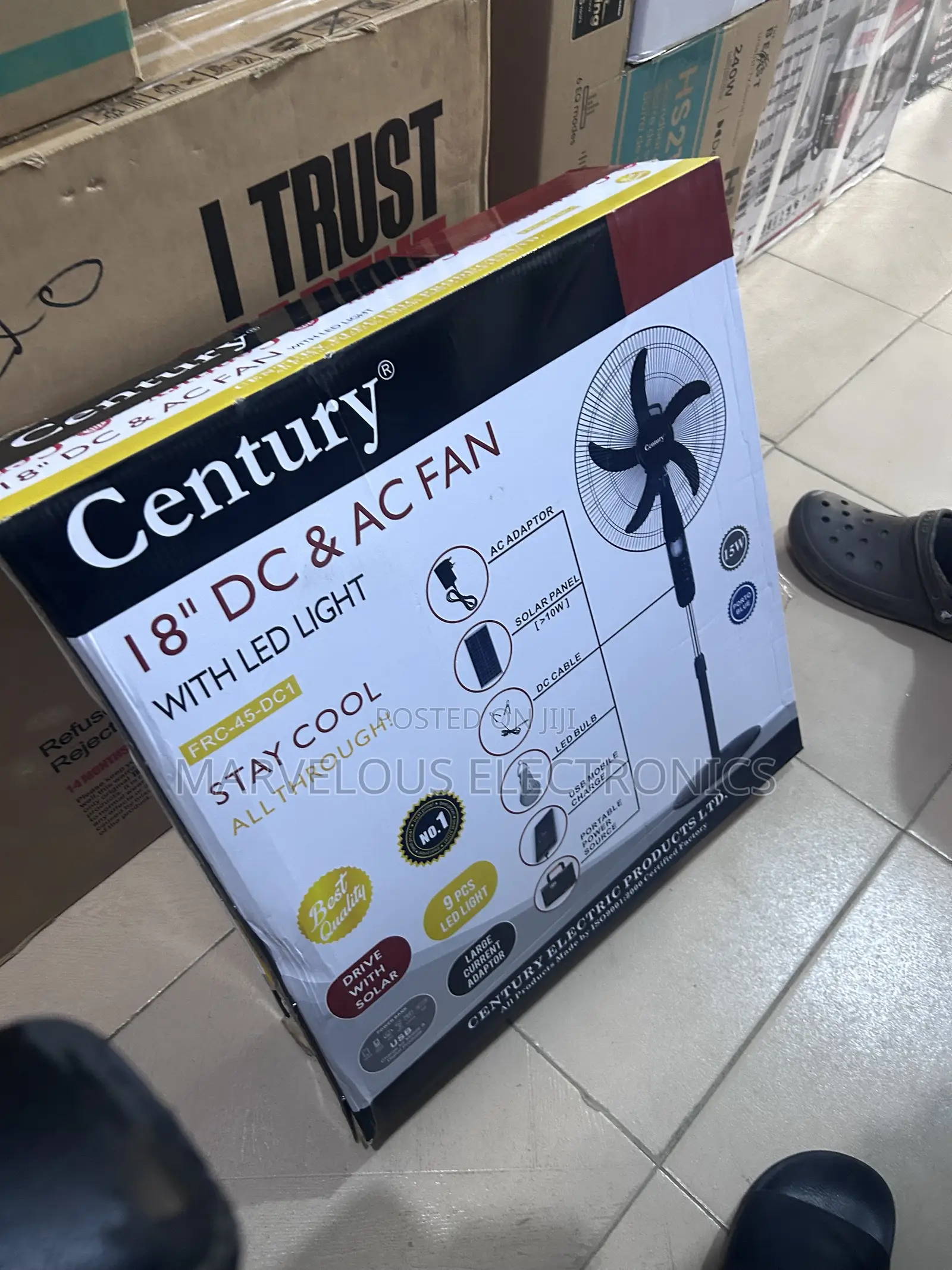 Brand New Century 18inch Solar Dc Standard Standing Fan Warranty Valid