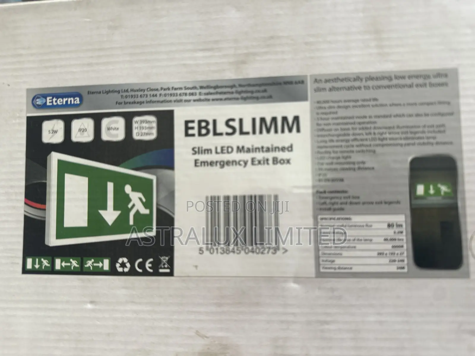 Eterna Slim Led Maintained Emergency Exit Box