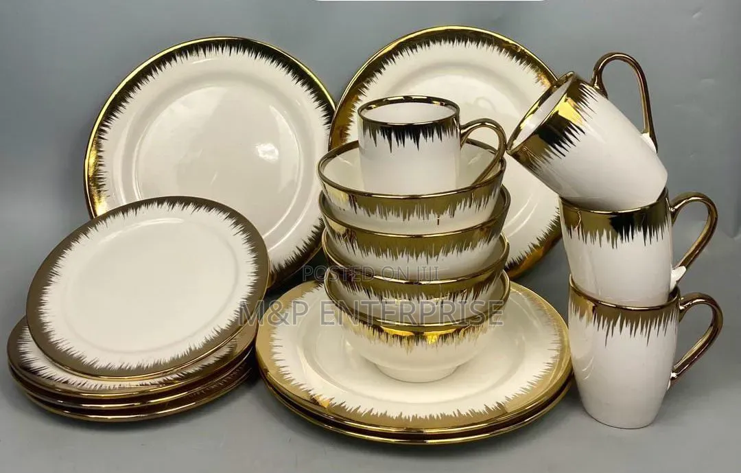 Ceramic Dinner Set With Gold Design