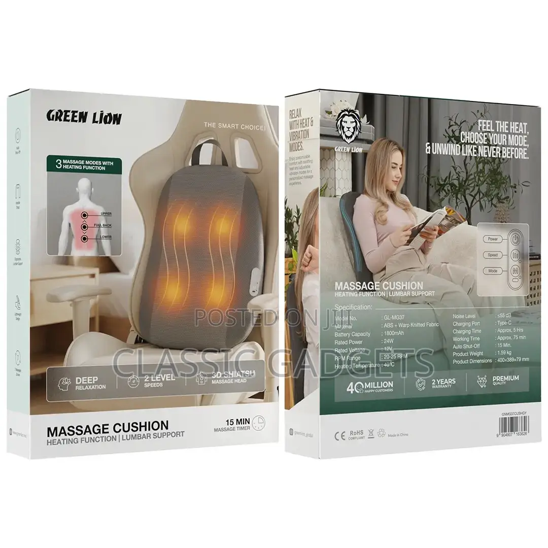 Green Lion 3d Shiatsu Chair Massage Cushion With Lumbar Support