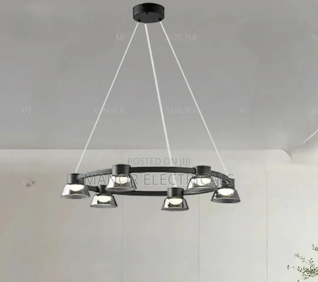 Modern 6 Drop Pendant LED ChandelierBlack Round Base Luxury