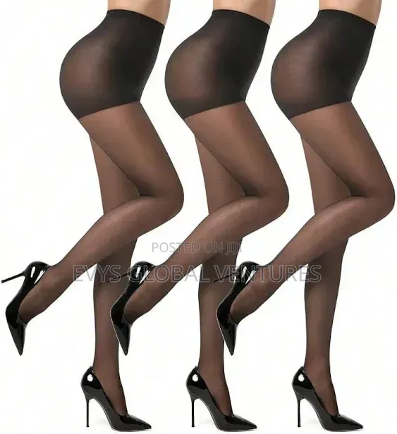 Transparent Stretchy Pantyhose for Adults - Black