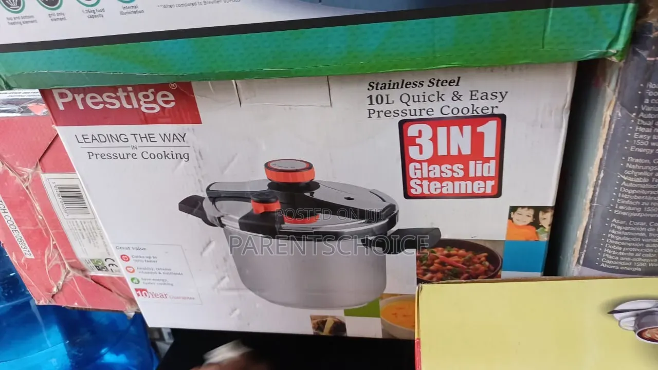 Prestige 3-in-1 Stainless Steel Pressure Cooker – 10l