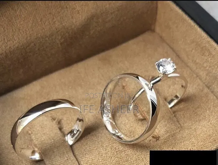 Luxury Us Couple Set of Silver Wedding Ring