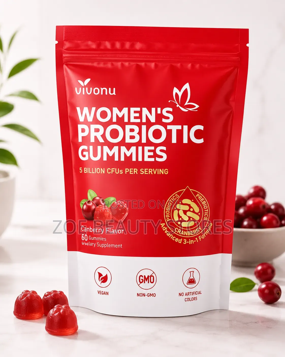 Vivonu Women's Probiotic Gummies Cranberry Flavor