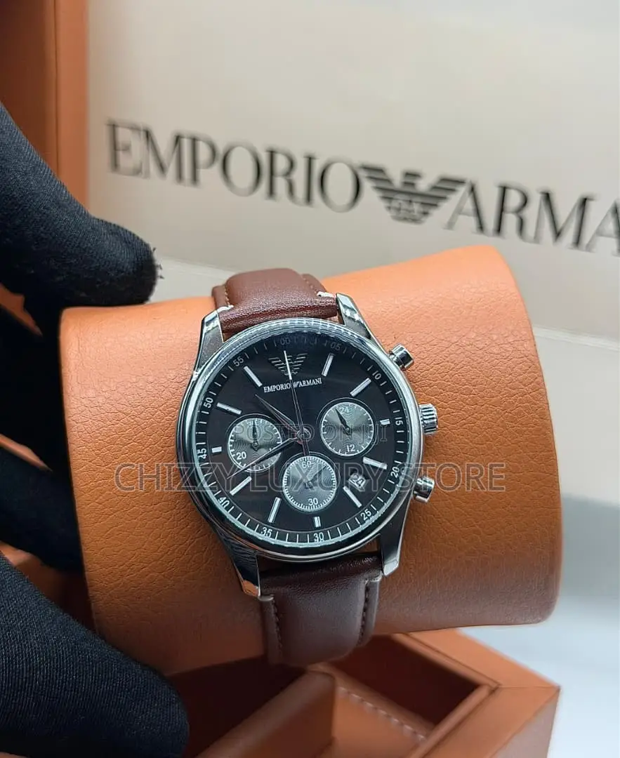 Emporio Armani Quality Men Genuine Leather Wristwatch