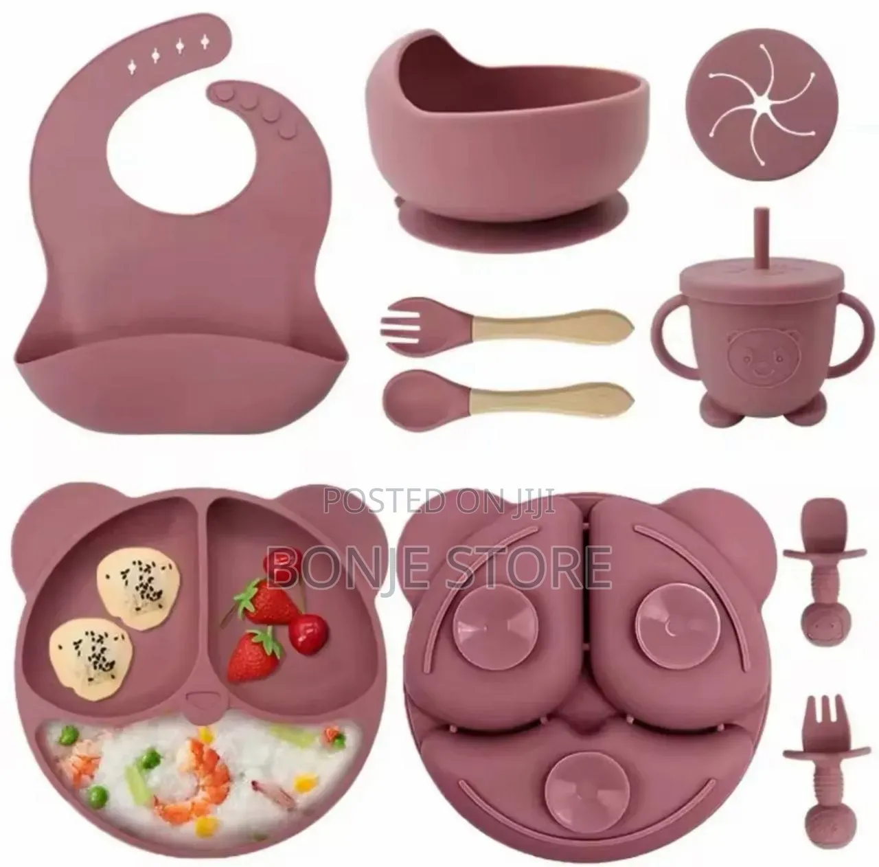 6 Sets Silicone Baby Feeding Set Microwave Oven Safe