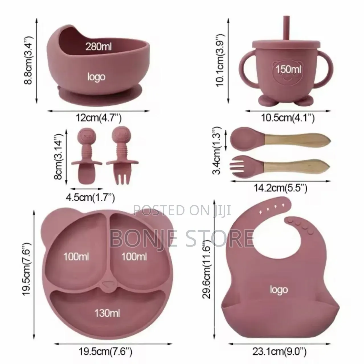 6 Sets Silicone Baby Feeding Set Microwave Oven Safe