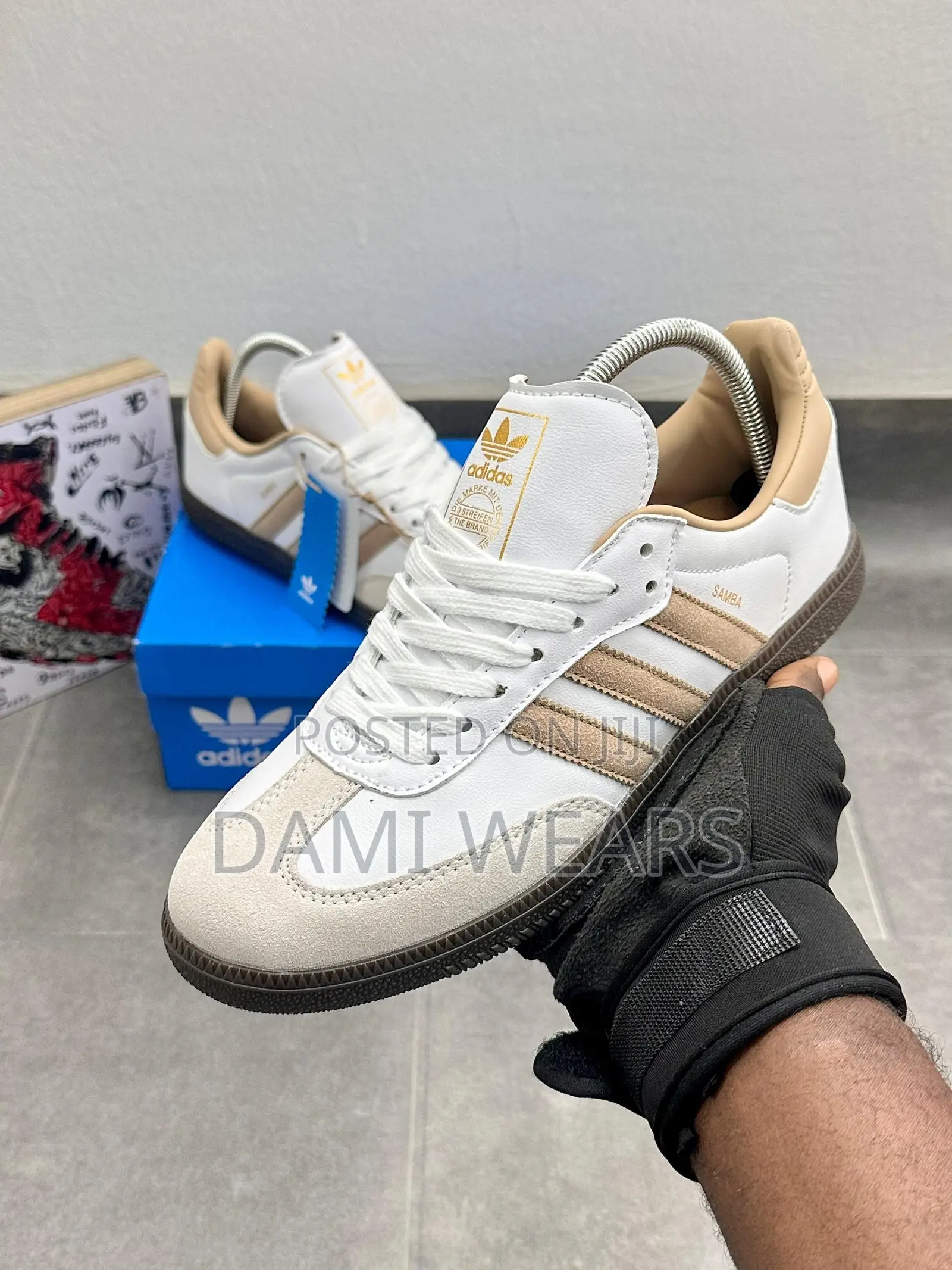 Adidas Samba White and Gold