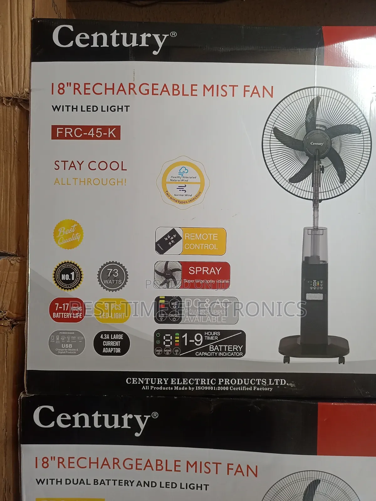 Century Rechargeable Mist Spray Fan