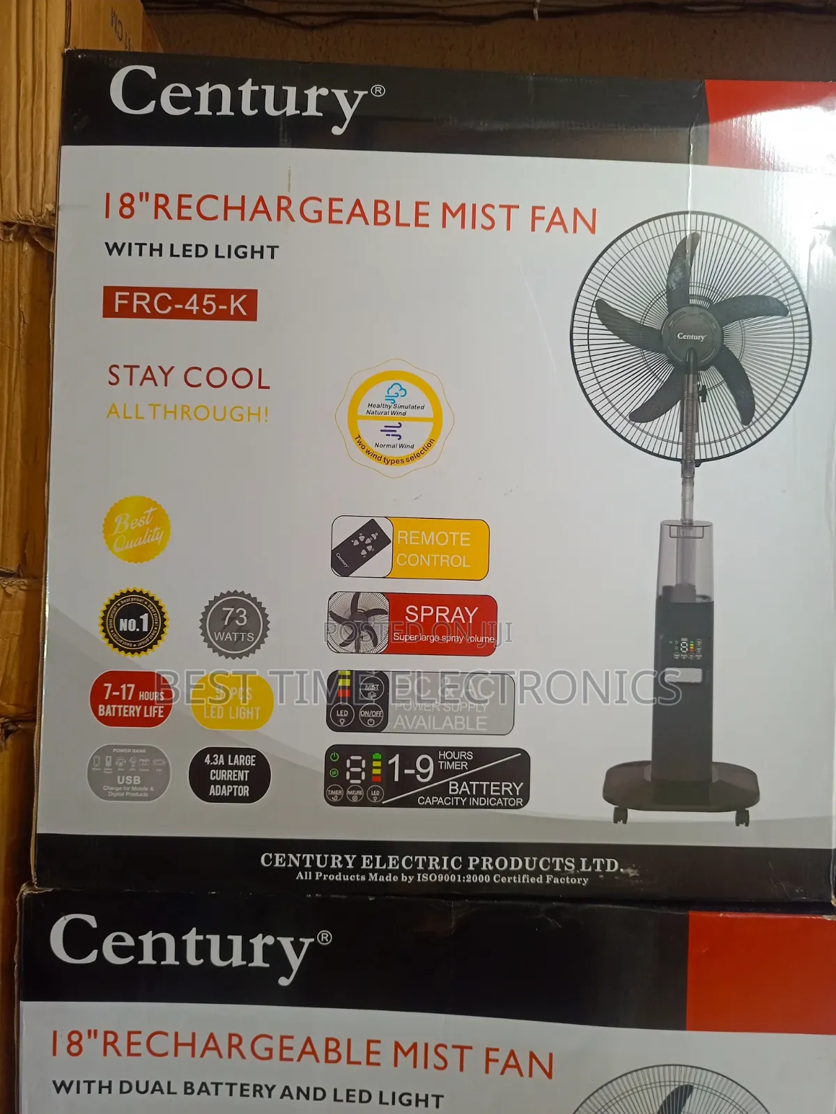 Century Rechargeable Mist Spray Fan