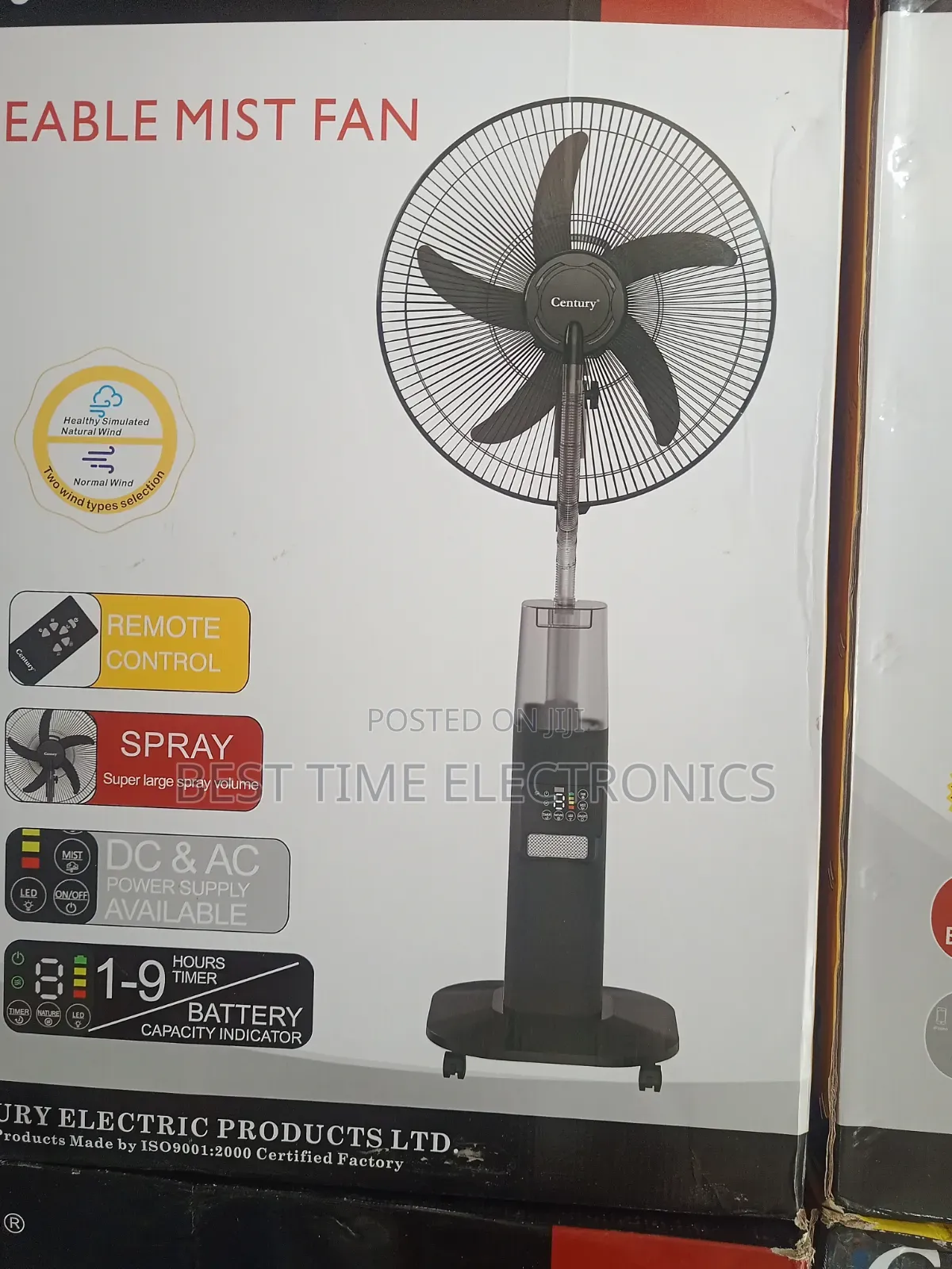 Century Rechargeable Mist Spray Fan