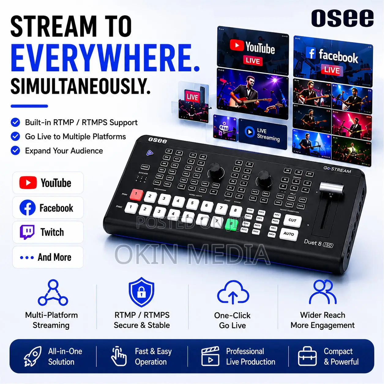 Rent Osee Gostream Duet 8 Iso 8-Channel Live Stream Switcher