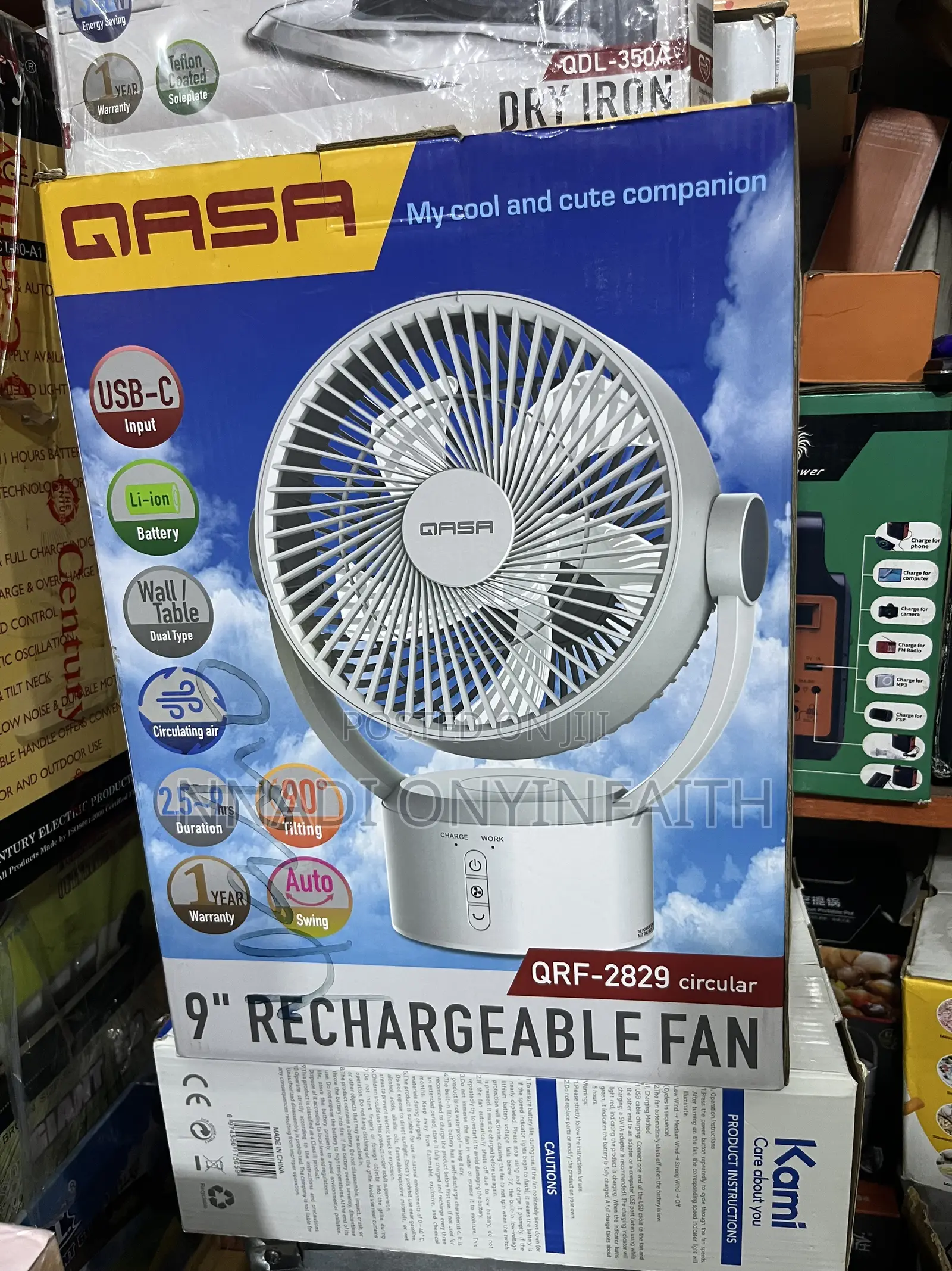 Qasa Rechargeable Table Fan