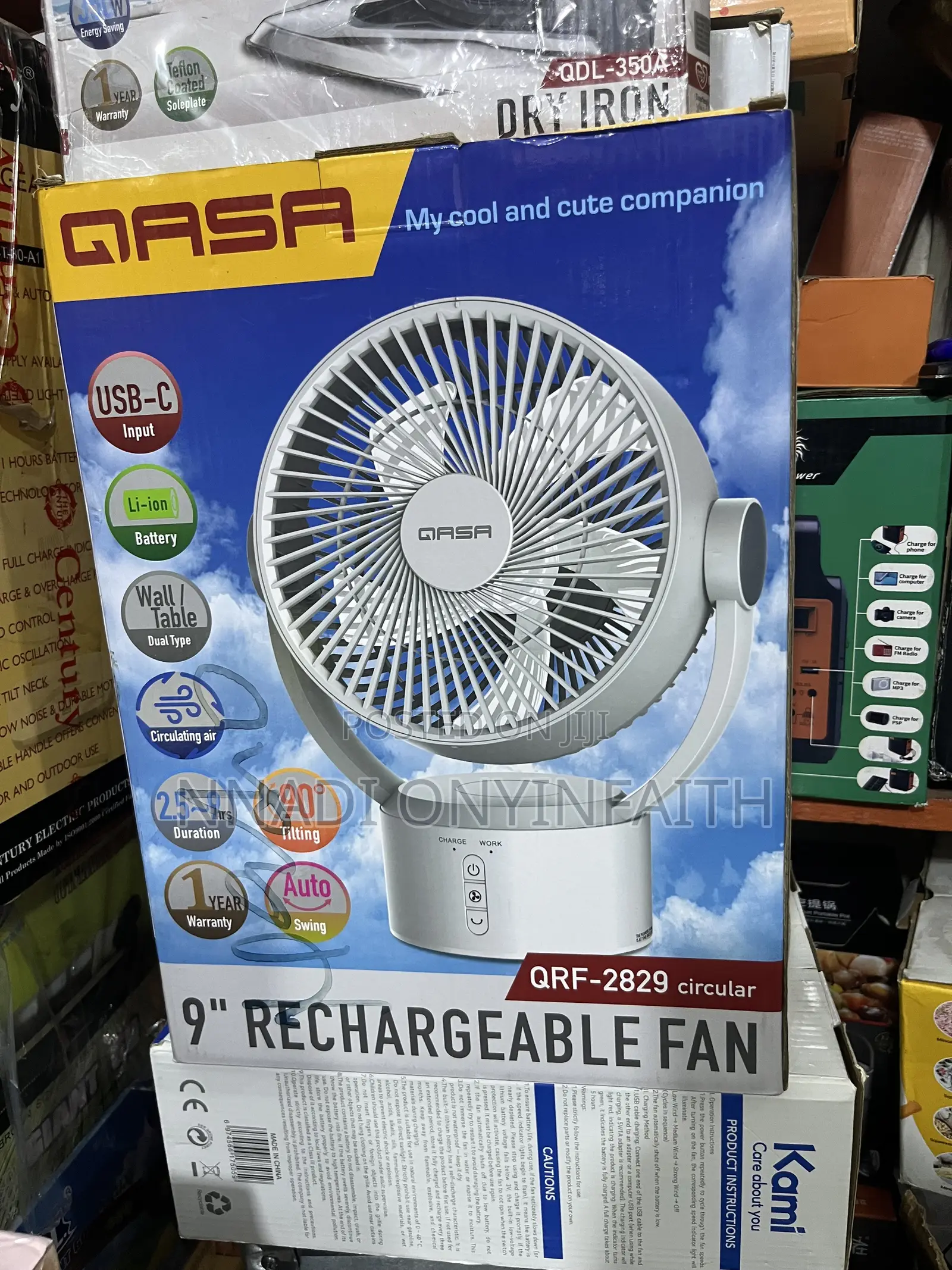 Qasa Rechargeable Table Fan
