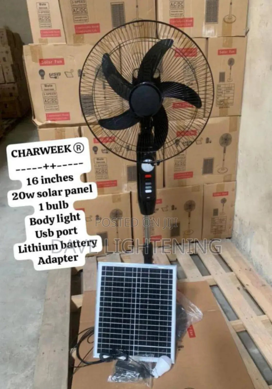 16 Inches With 200w Solar Panels Rechargeable Fan