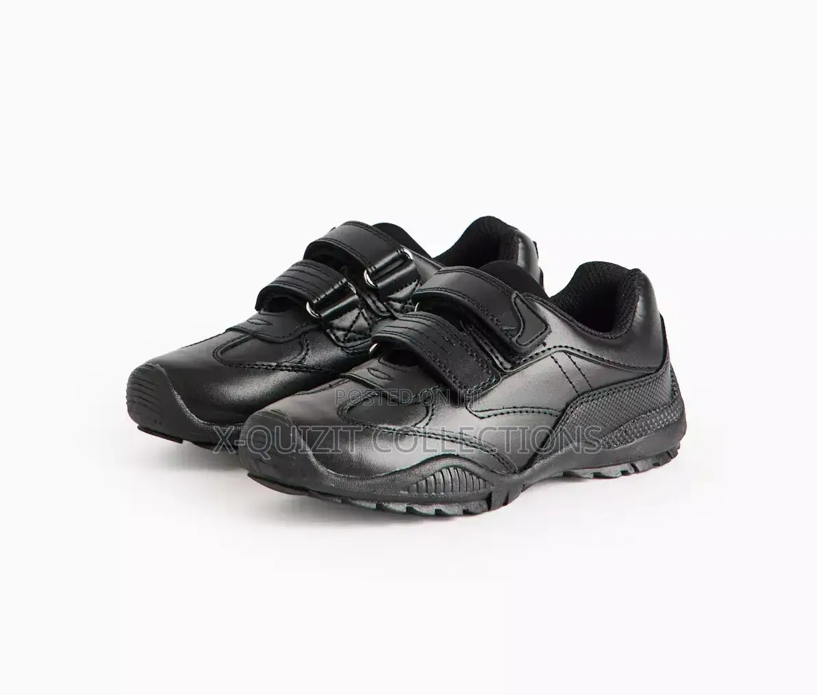 Tu Black Leather Twin Strap Shoes (34)