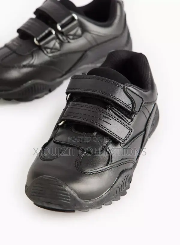 Tu Black Leather Twin Strap Shoes (34)