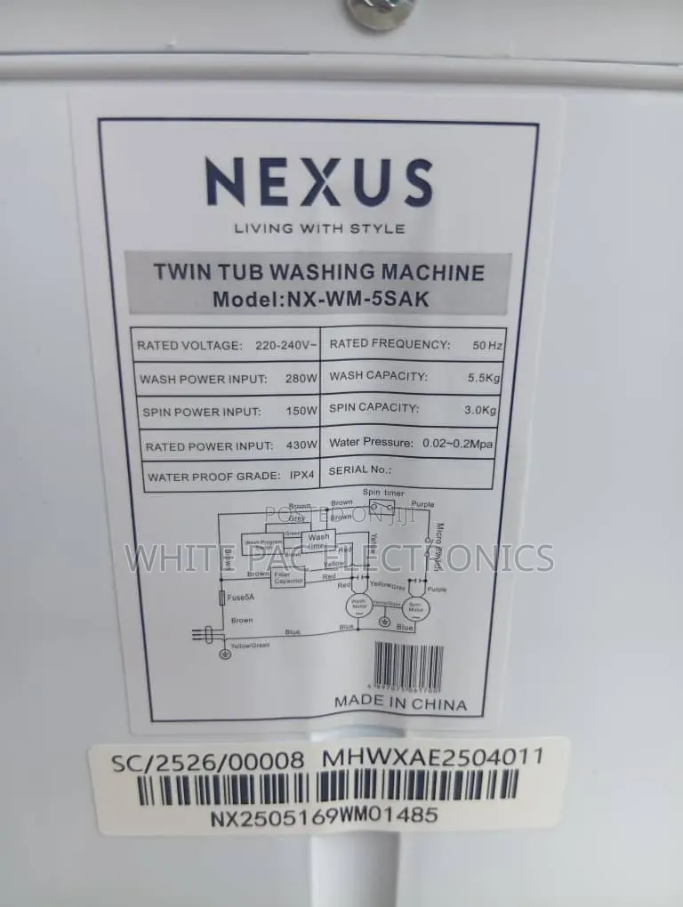 Nexus 5.5kg Washing Machine Top Loader( Wash Spin )Air Dryer > 2 Yrs