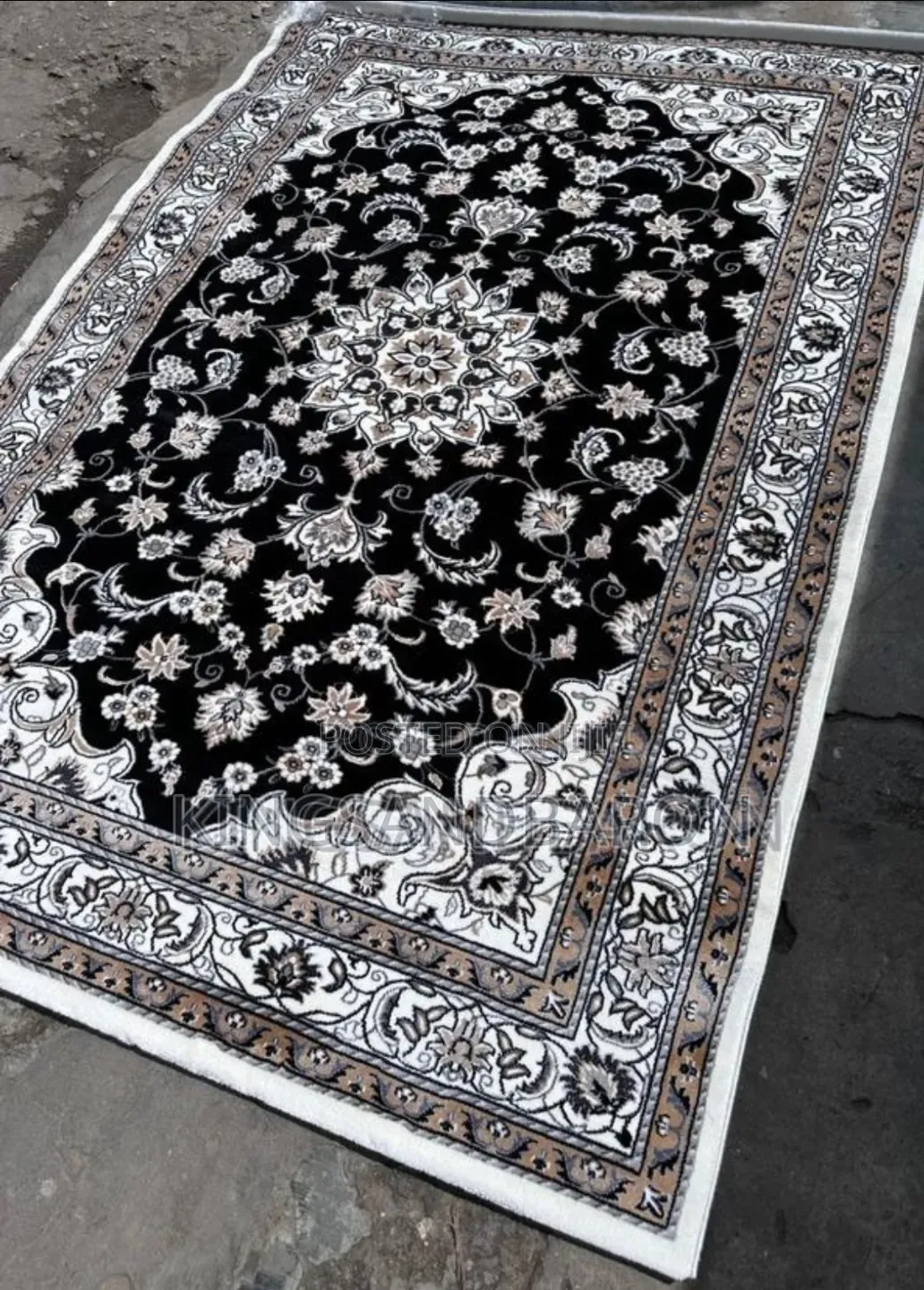 5x7/7x10fts Wine/Black/Cream Persian Belgium Center Rug