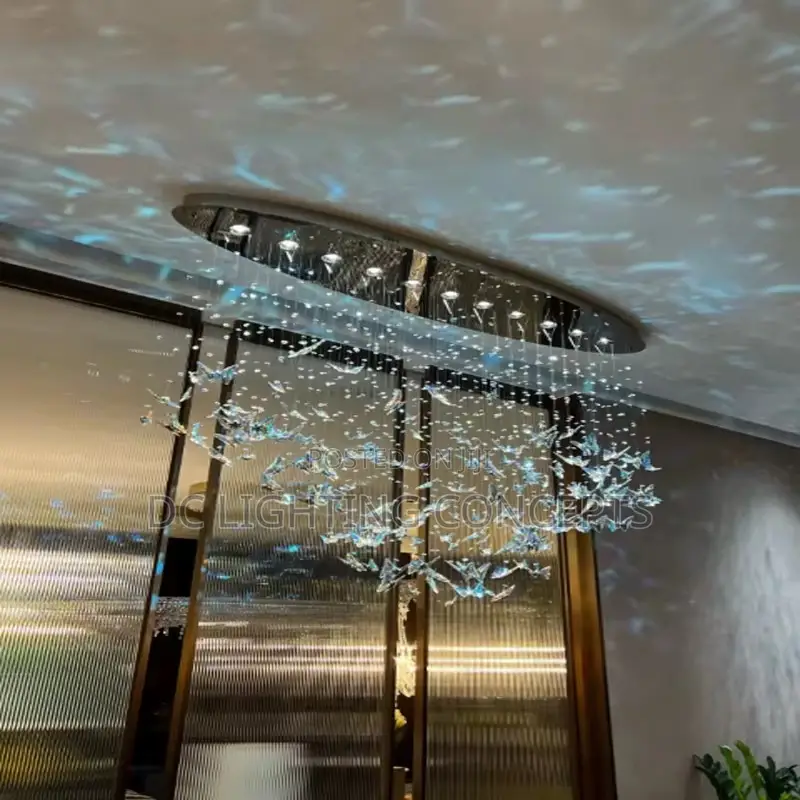 Modern Luxury High-End Steel Crystal Butterfly Led Pendant Chandelier