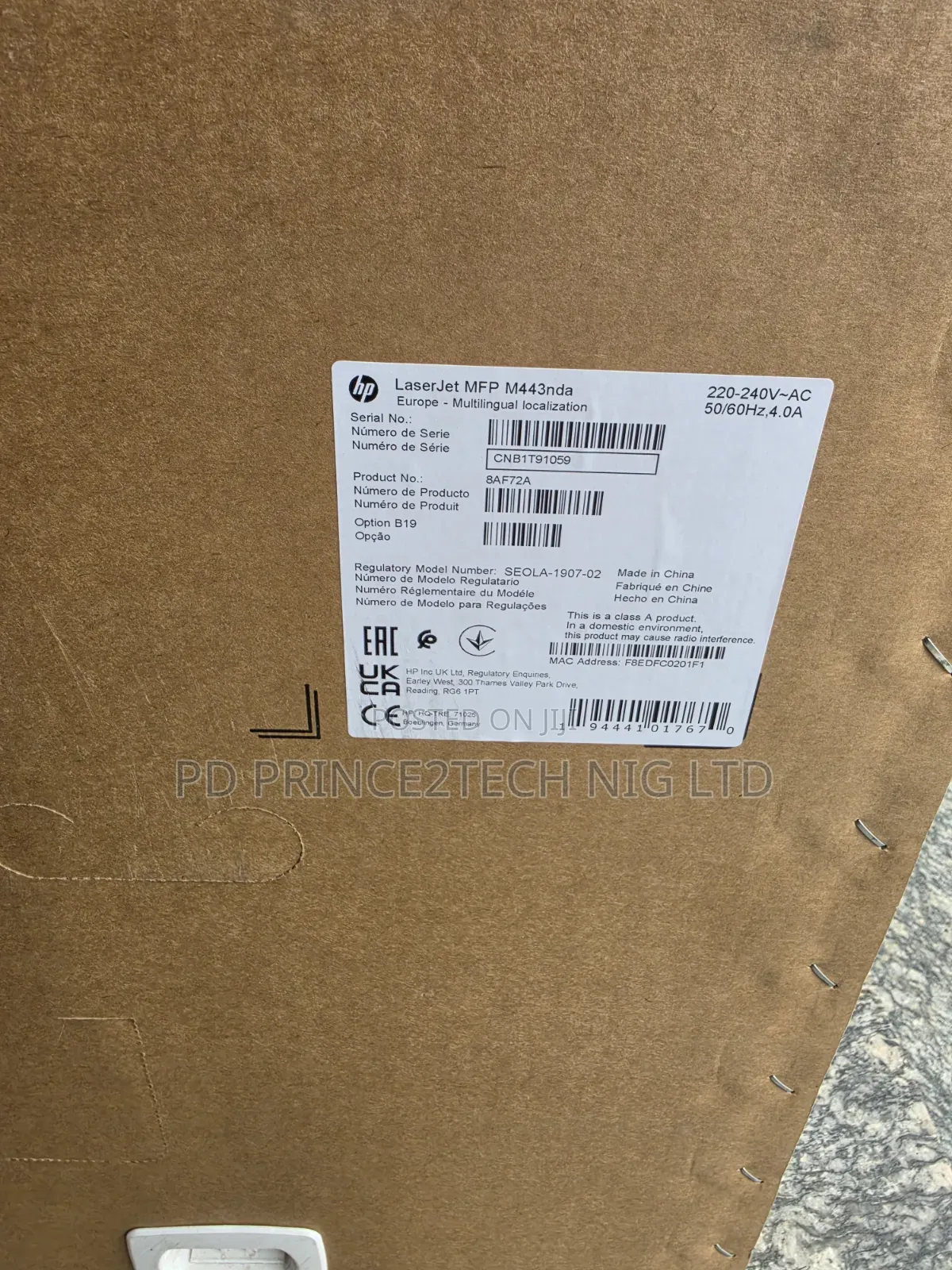 Hp Laserjet MFP M443nda (8af72a) A3 Mono Laser Multifunction Printer