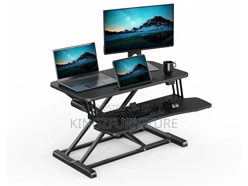 Black Desk Riser With Steel X Frame