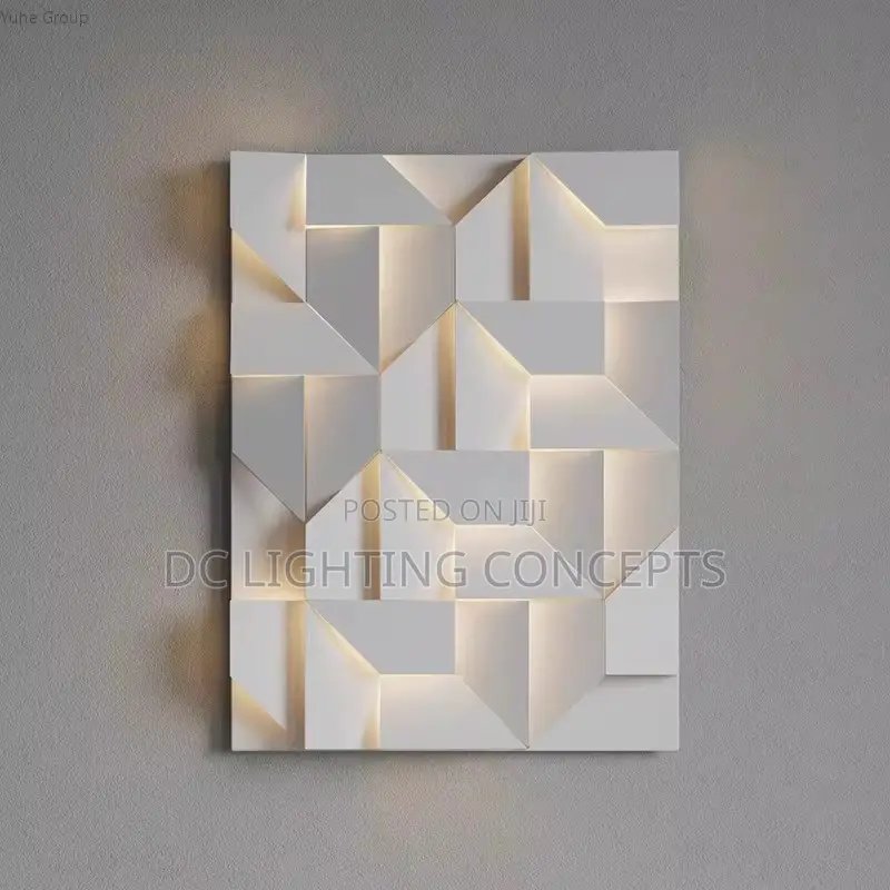 Modern Simple Iron Geometric White Shade Led Wall Lamp.