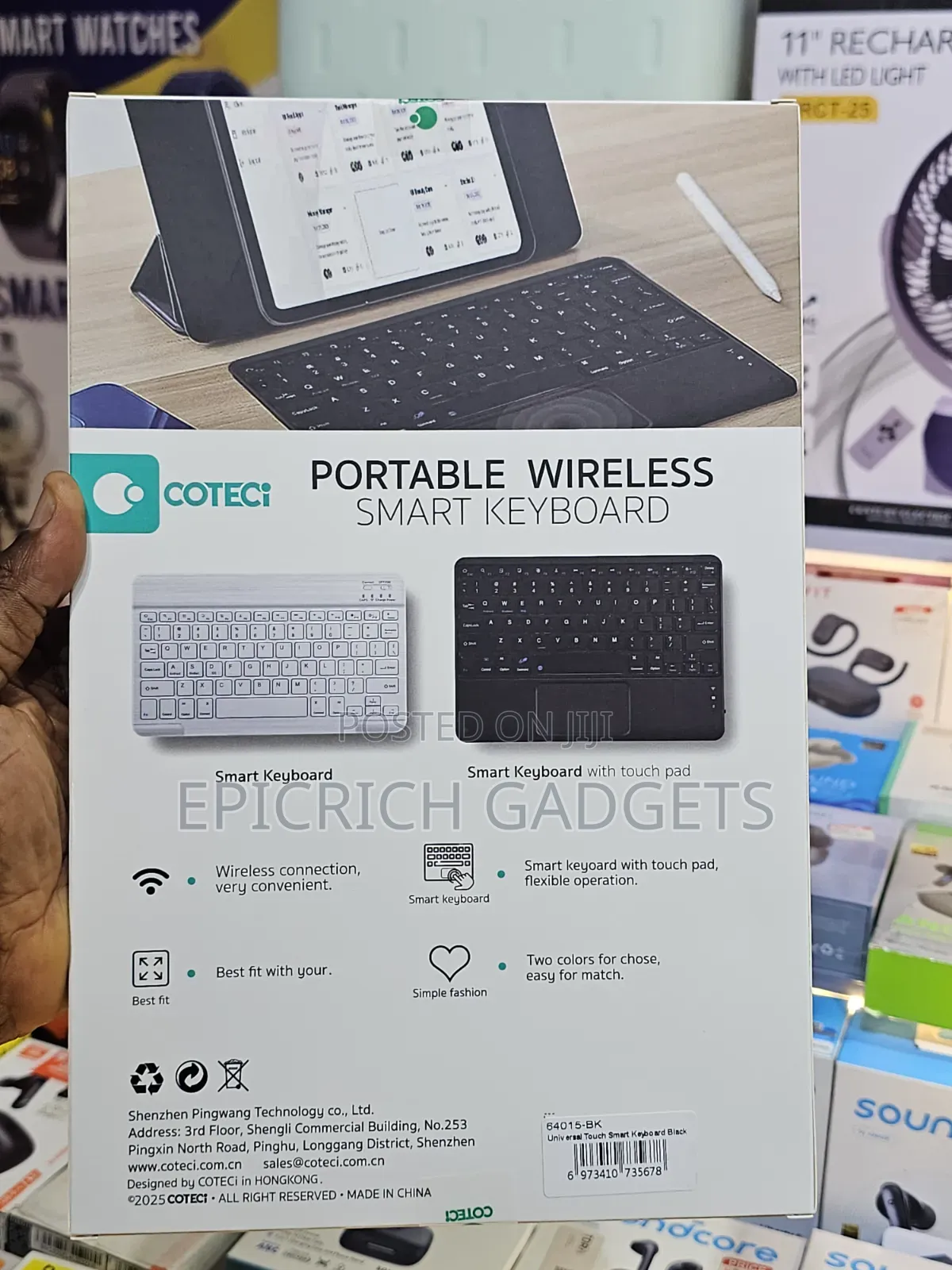 Portable Wireless Smart Bluetooth Keyboard for Tablets and iPad.