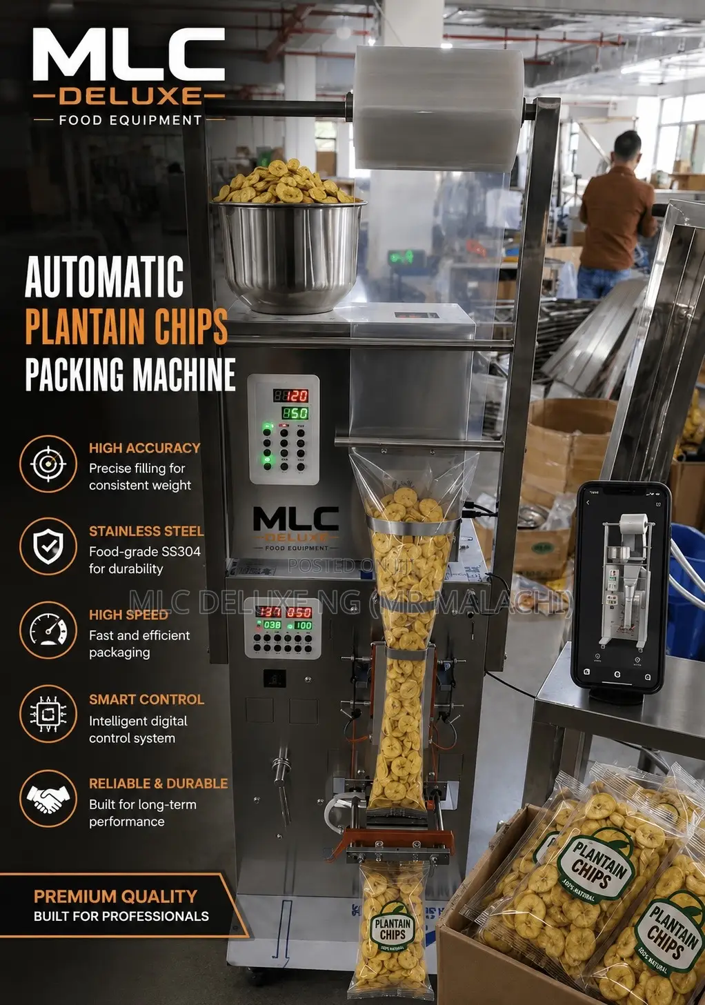 Granular Authomatic Packaging Machine 0 to 200grams / Plantain Chips