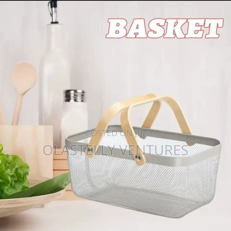 Storage Basket With Wooden Handle Big Size Te