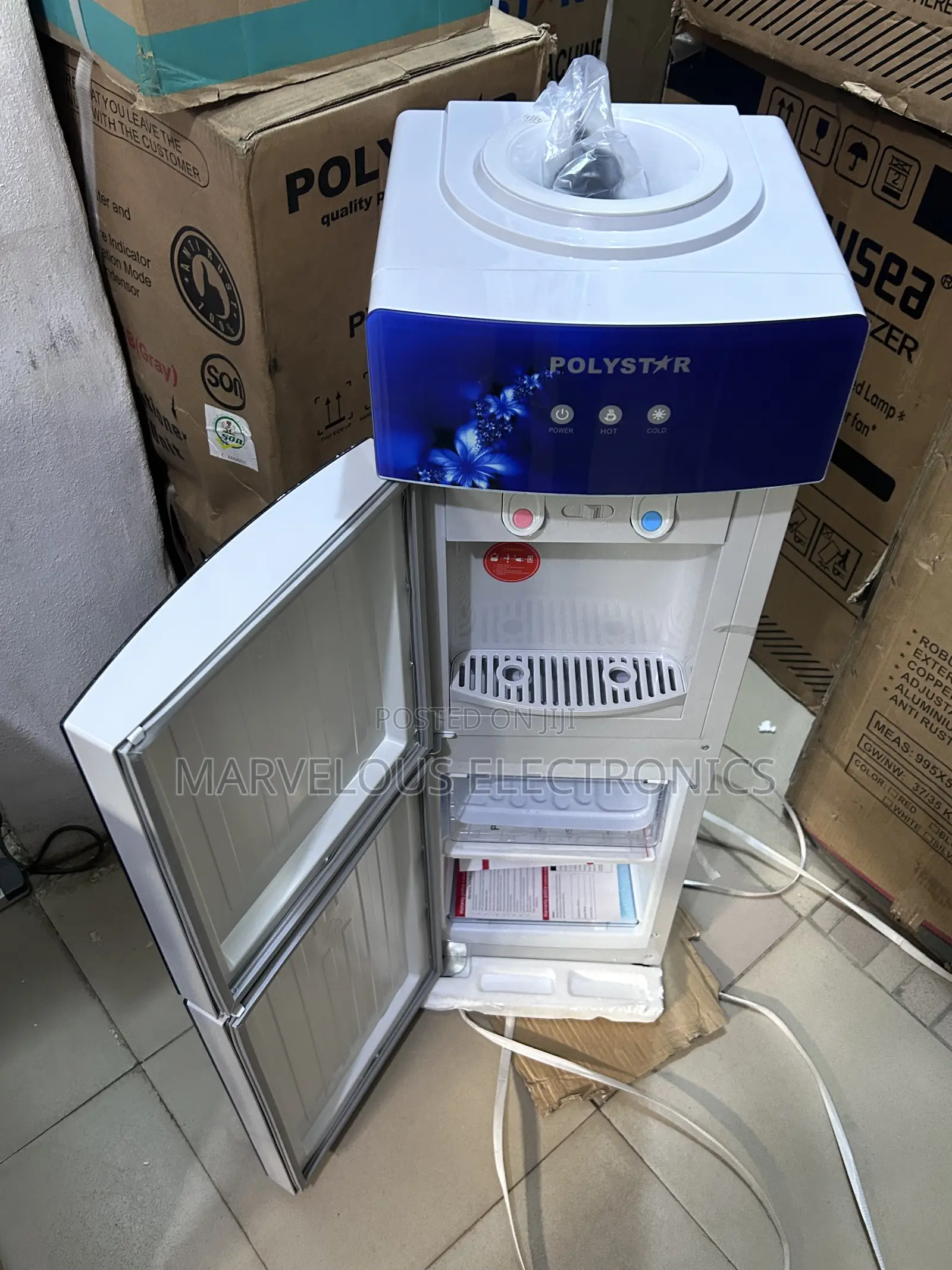 Brand New Polystar Water Dispenser Hot and Cold With Fridge Freezer