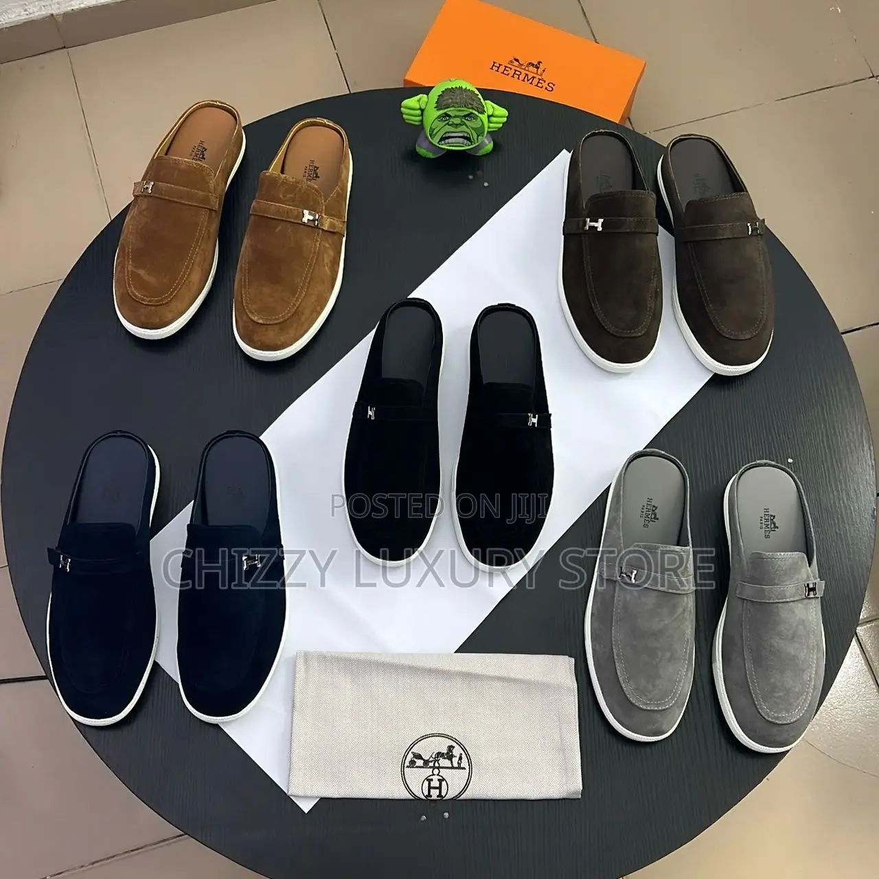 Hermes Quality Luxury Men Suede Half Shoe