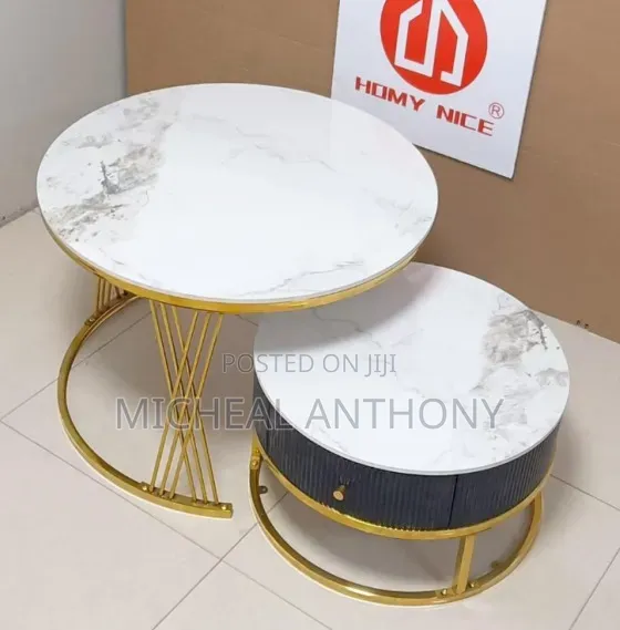 New Center Table One Plus 1 Marble Top Very Unique With Pure Gold Leg