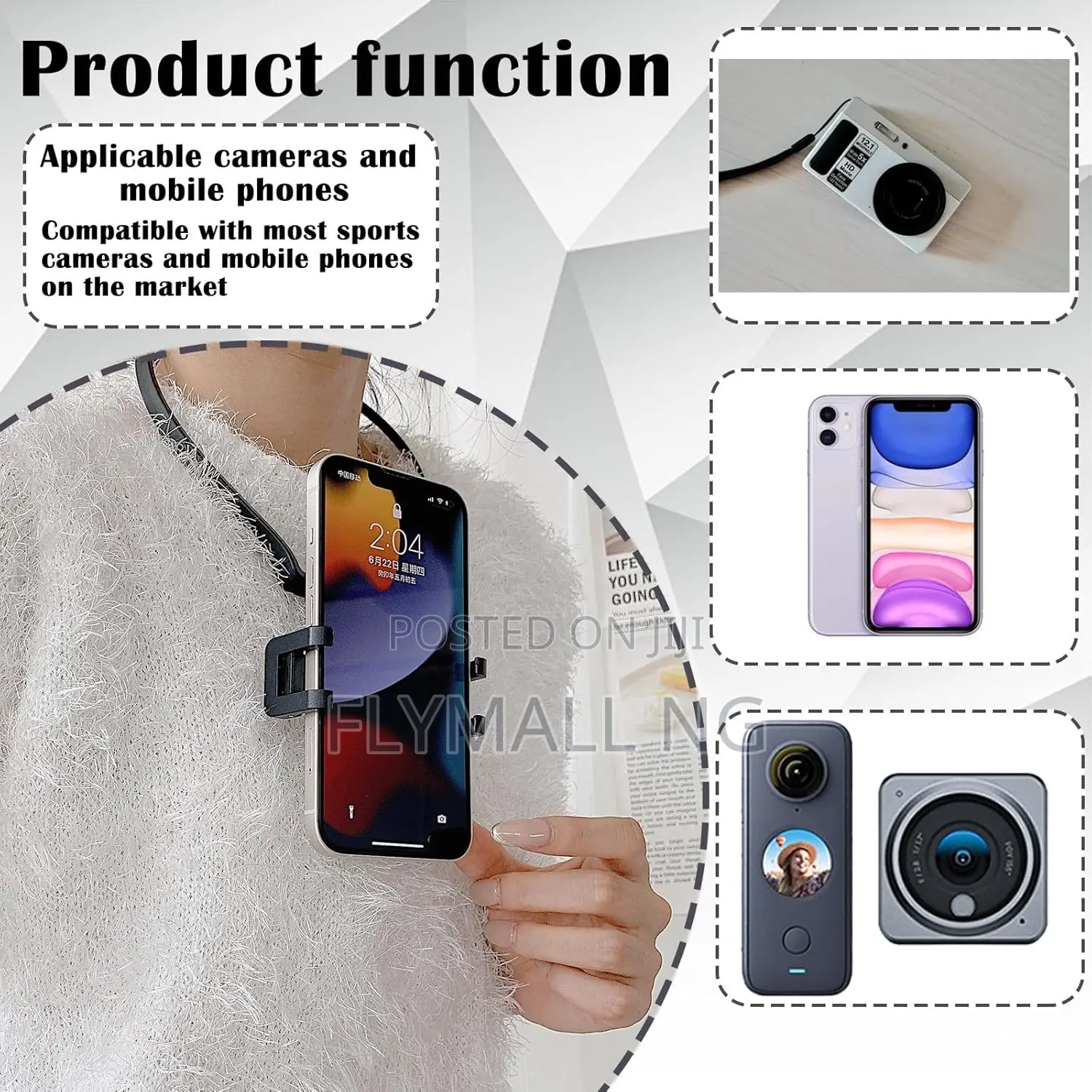 Portable Neck Strap Mount for Action Camera Phone