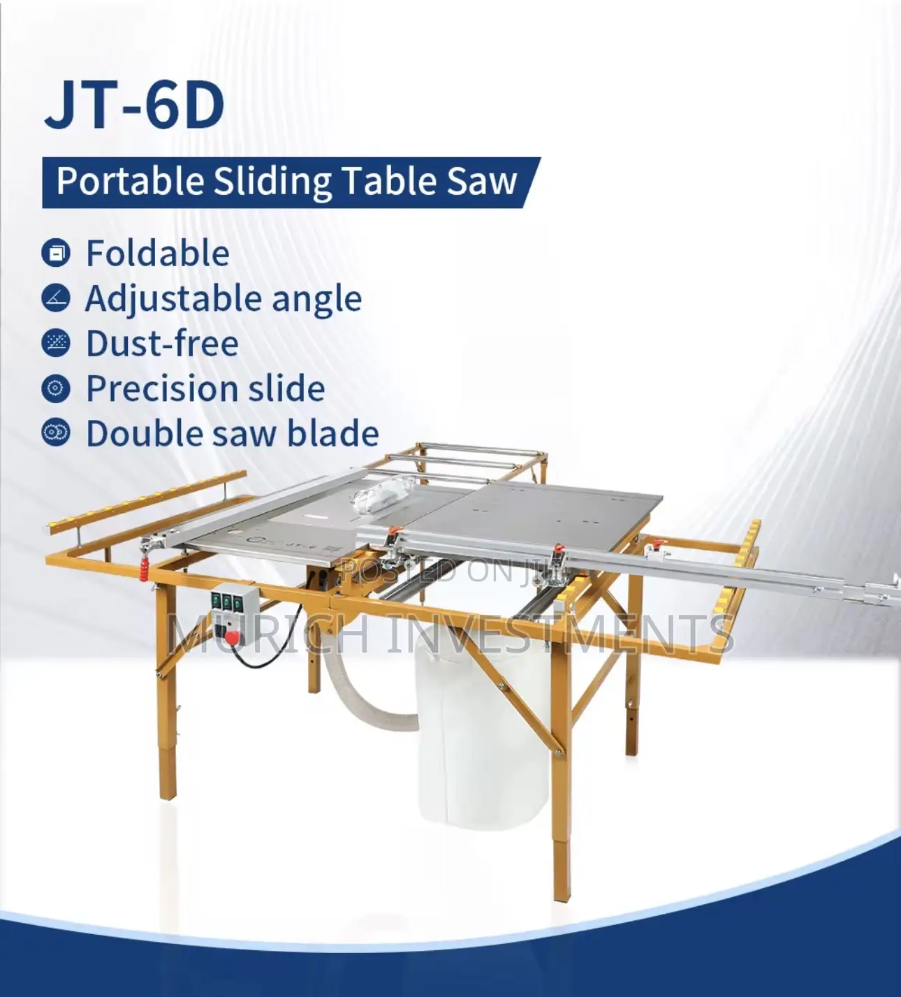 Heavy-Duty Movable Table Saw for Woodworking With Saw and Router